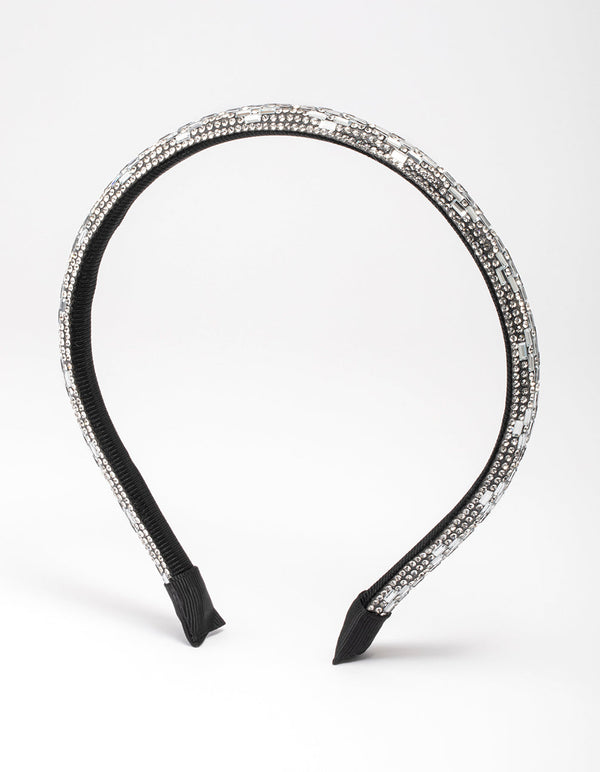 Rhodium Rectangle Diamante Headband