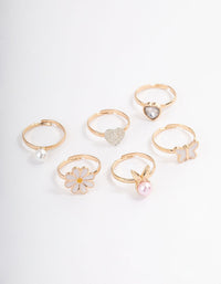 Kids Pearl Bunny Rings 6-Pack - link has visual effect only