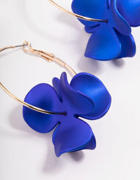 Gold Pealised Blue Flower Hoop Earrings - link has visual effect only