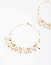 Gold Mega Pearly Mixed Hoop Earrings - link has visual effect only