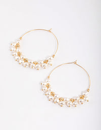 Gold Mega Pearly Mixed Hoop Earrings - link has visual effect only