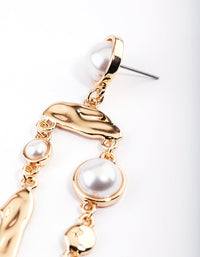 Gold Pearl Organic Drop Earrings - link has visual effect only