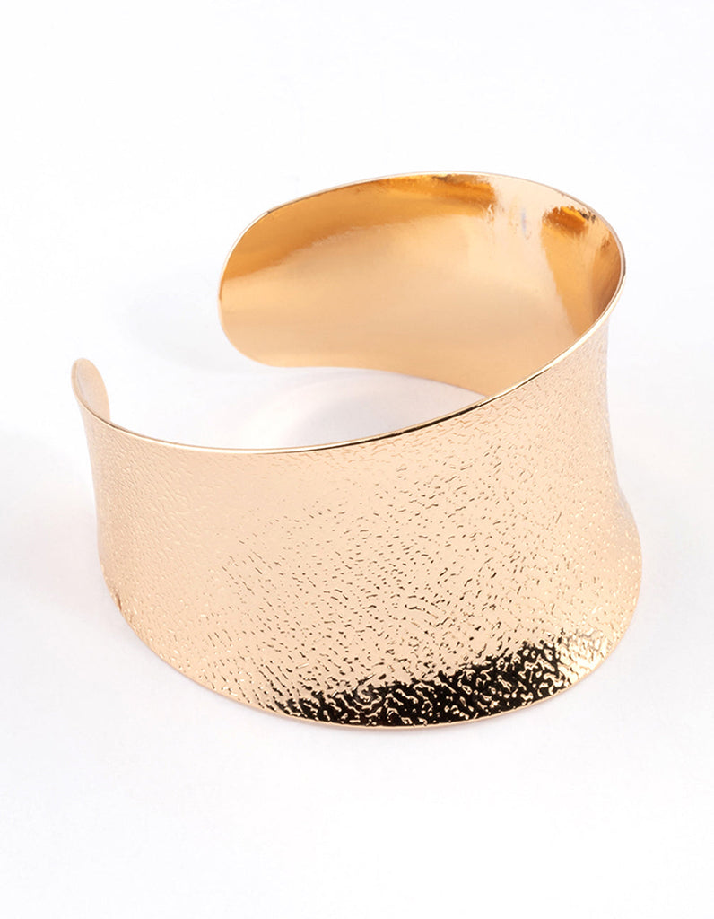 Gold Stretched Hammered Cuff