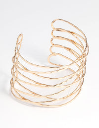 Gold Criss Cross Hammered Arm Cuff - link has visual effect only