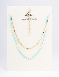 Gold Double Row Mixed Bead & Pearl Waistchain - link has visual effect only