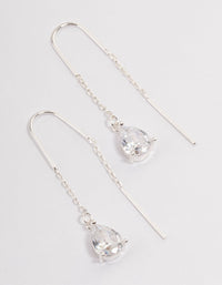 Silver Plated Cubic Zirconia Teardrop Threader Earrings - link has visual effect only