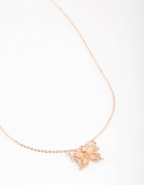 Rose Gold Statement Butterfly Necklace