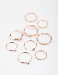 Rose Gold Open Pearl & Stone Ring Pack - link has visual effect only