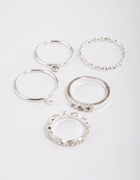 Silver Pearl & Stone Marquise Ring Pack - link has visual effect only