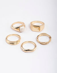 Gold Organic Shape & Signet Ring Pack - link has visual effect only