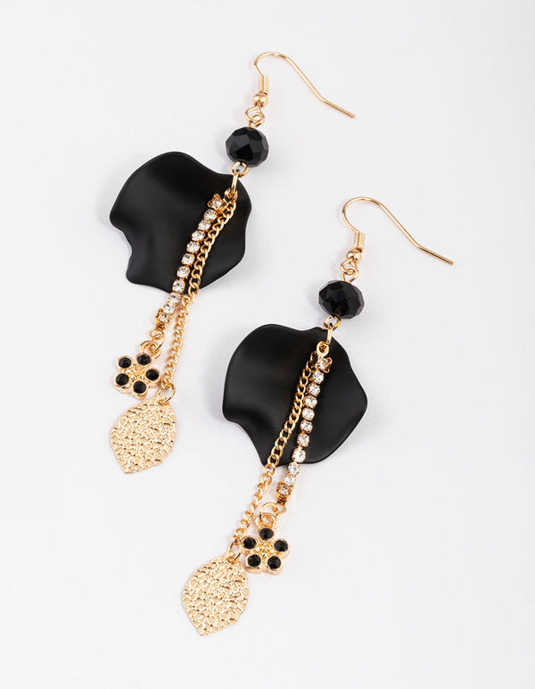 Gold Garden Chain Petal Drop Earrings