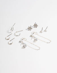 Silver Celestial Stacker Earrings 5-Pack - link has visual effect only