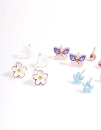 Kids Flower Rainbow Stud Earrings 6-Pack - link has visual effect only