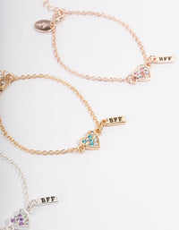 Kids Mixed Diamante Heart BFF Bracelet Pack - link has visual effect only