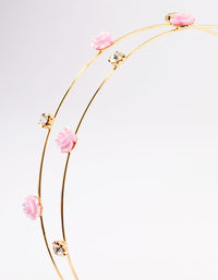 Kids Gold Diamante Flower Double Row Headband - link has visual effect only