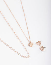 Rose Gold Heart Rays Layered Necklace & Earrings Set - link has visual effect only