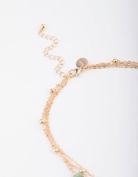 Gold Triple Row Mixed Ball Chain Stone Necklace - link has visual effect only