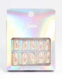 Plastic Pearl Natural Glazed Press On Nails - link has visual effect only