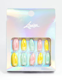 Plastic Multicoloured Iridescent Press On Nails - link has visual effect only