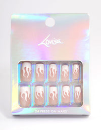 Pink & White Flame Press On Nails - link has visual effect only