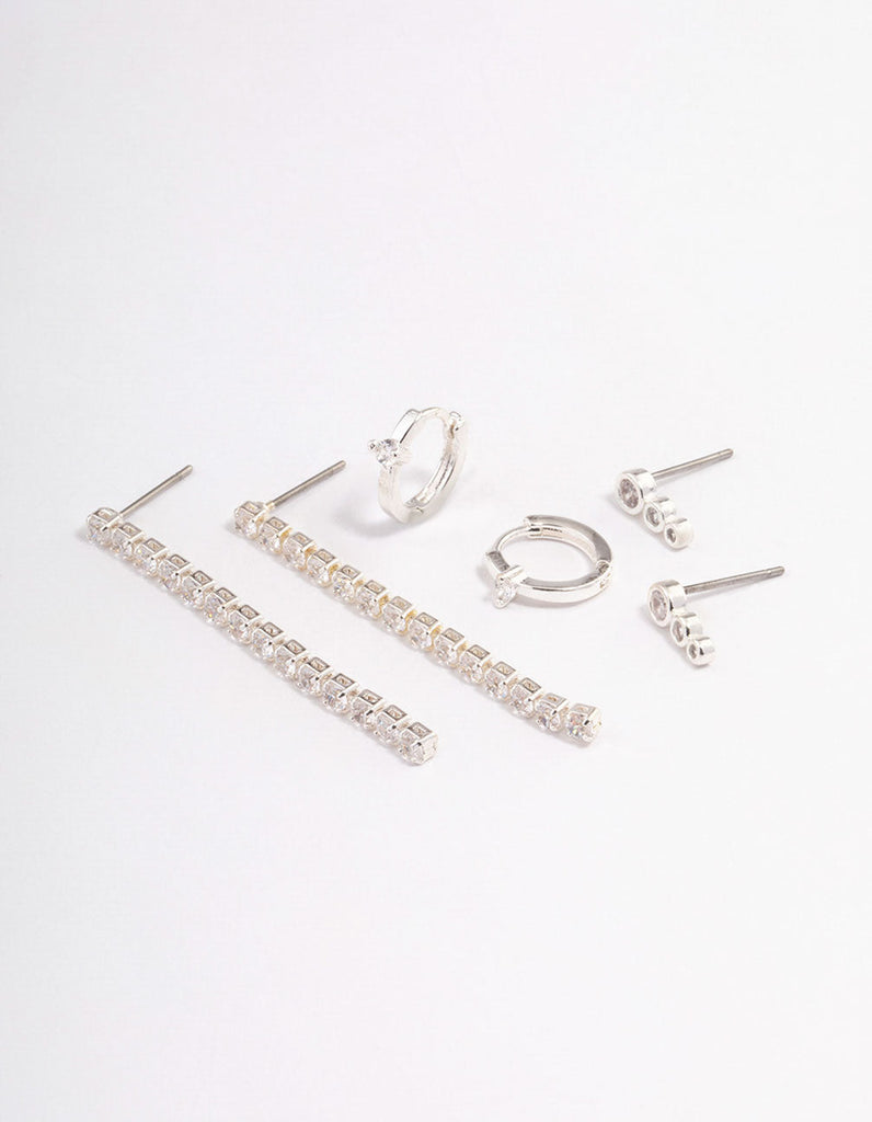Silver Plated Cupchain Drop Earrings Pack