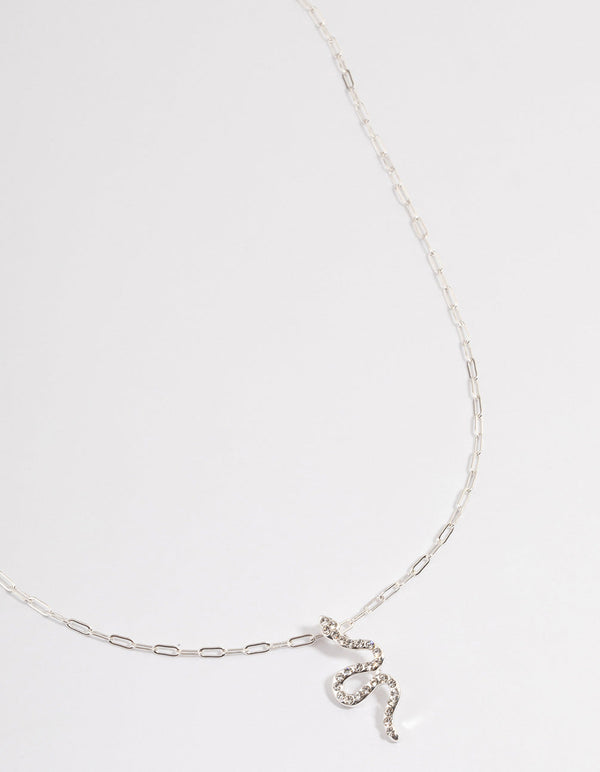 Silver Bling Snake Necklace
