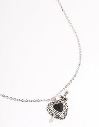 Antique Silver Pierced Heart Necklace - link has visual effect only