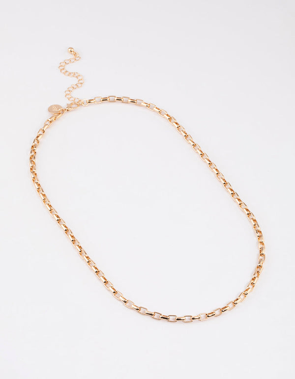 Gold Statement Box Chain Necklace