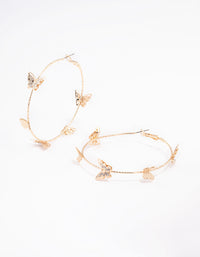 Gold Butterfly Hoop Earrings - link has visual effect only