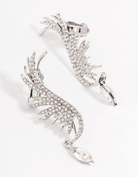 Silver Diamante Wing Drop Cuff Earrings - link has visual effect only