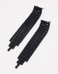 Coated Black Straight Five Strand Drop Earrings - link has visual effect only