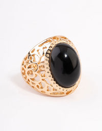 Gold Black Filigree Ring - link has visual effect only