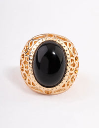 Gold Black Filigree Ring - link has visual effect only