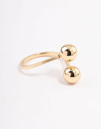 Gold Plated Double Ball Ring - link has visual effect only