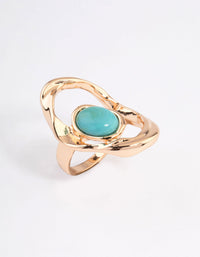 Gold Abstract Turquoise Ring - link has visual effect only
