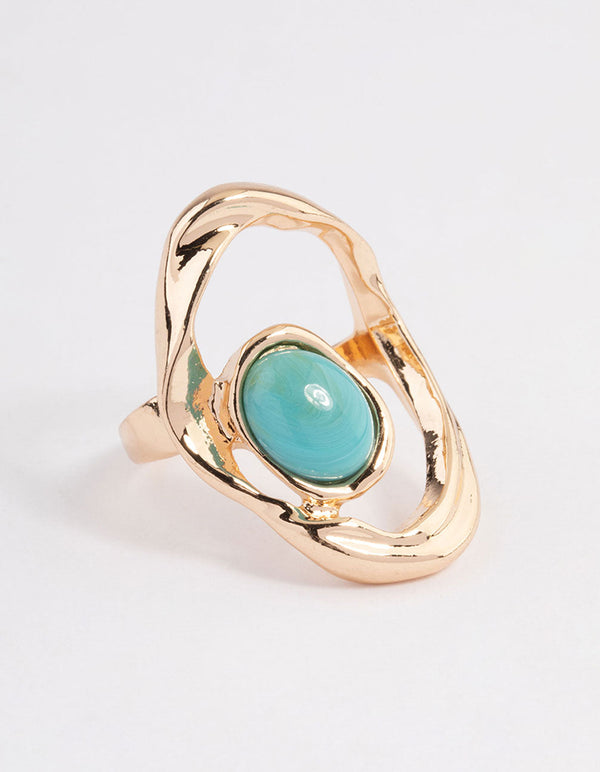 Gold Abstract Turquoise Ring