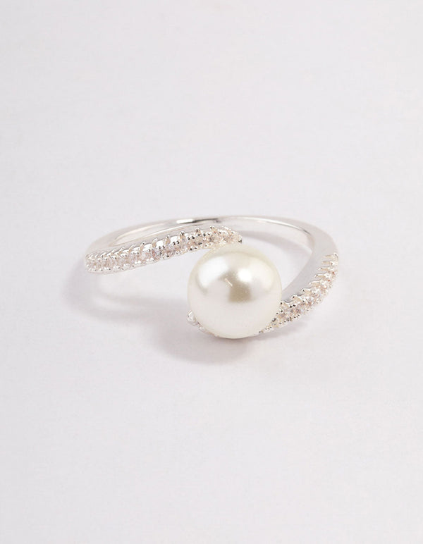 Silver Plated Wrapped Pearl Ring