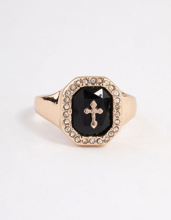 Black Cross Signet Ring