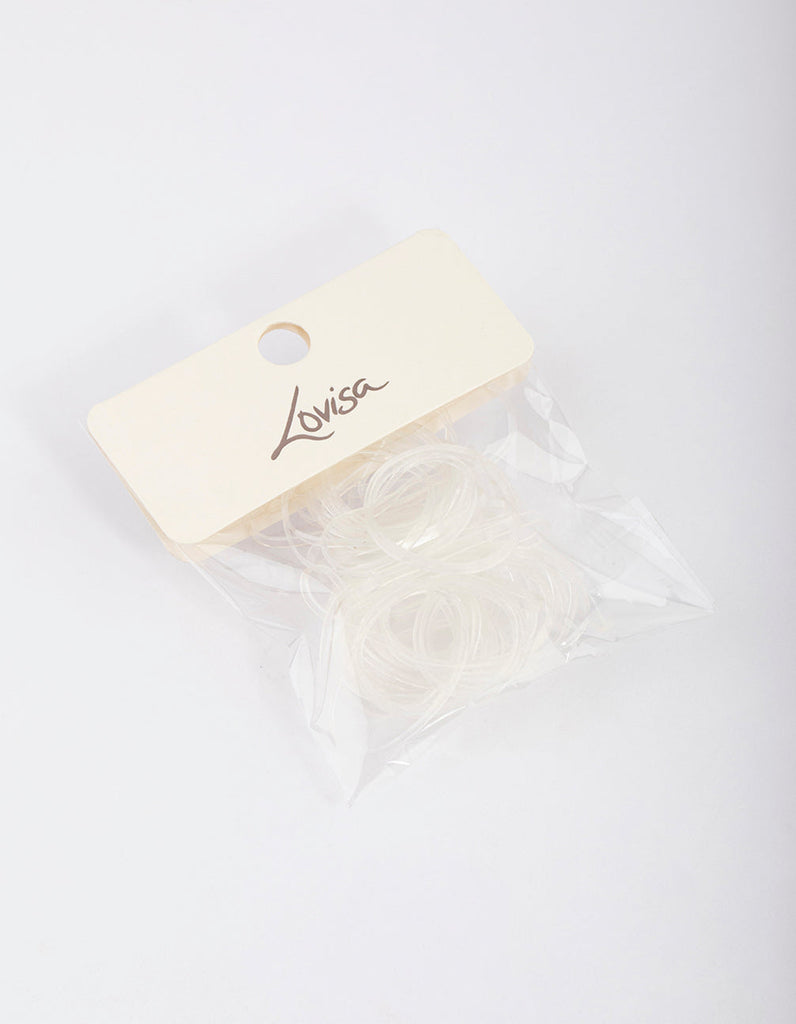Clear Plastic Mini Hair Elastics 60pk