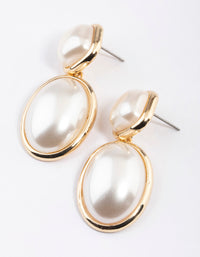 Gold Pearl Oversized Round Drop Earrings - link has visual effect only