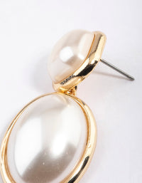 Gold Pearl Oversized Round Drop Earrings - link has visual effect only