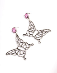 Antique Silver Oversized Butterfly Stone Earrings - link has visual effect only