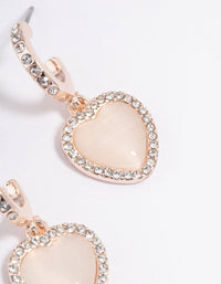 Rose Gold Catseye Diamante Heart Huggie Earrings - link has visual effect only