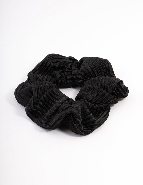 Fabric Plisse Black Scrunchie