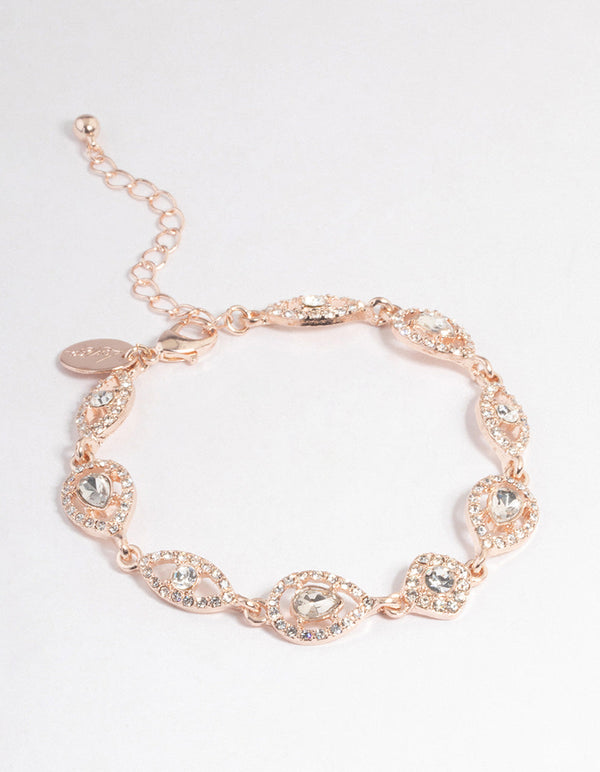 Rose Gold Teardrop & Eye Diamante Necklace