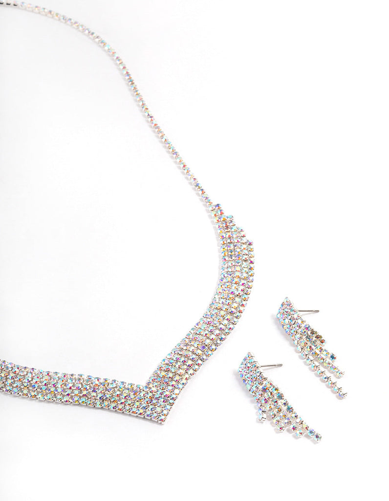 Silver DIamante Pointed Jewellery Set