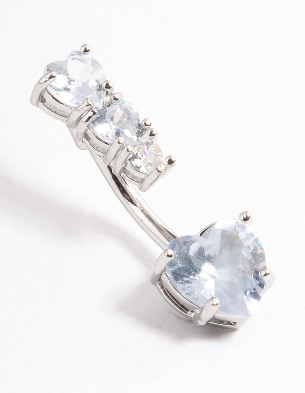Surgical Steel Cubic Zirconia Heart Top Belly Ring