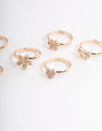 Kids Diamante Flower & Bow Ring 6-Pack - link has visual effect only