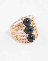 Black Vertical Triple Stone Ring - link has visual effect only