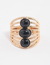 Black Vertical Triple Stone Ring - link has visual effect only